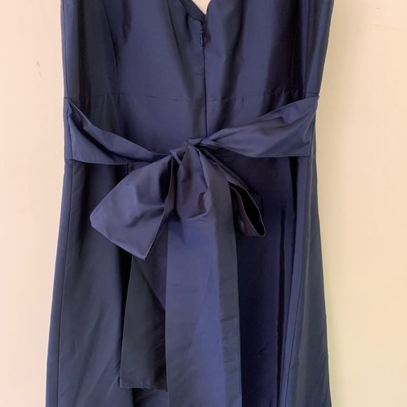 Ann Taylor Sz 12 Silk Dupioni V-Neck Midnight Blue Formal Dress. - Picture 9 of 15